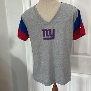 Nike NFL team apparel T-shirt Dri fit NY V-neck gray red white blue men’s size M